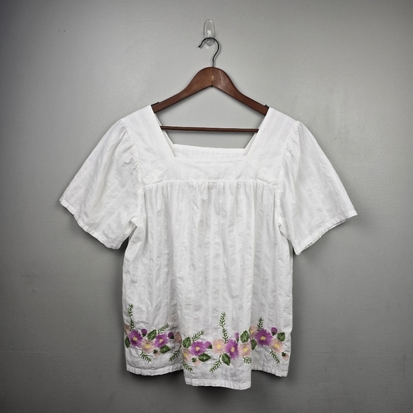 MATILDA JANE Enchanted Garden Best-Dressed Embroidered Blouse White Women Size L - Picture 2 of 16
